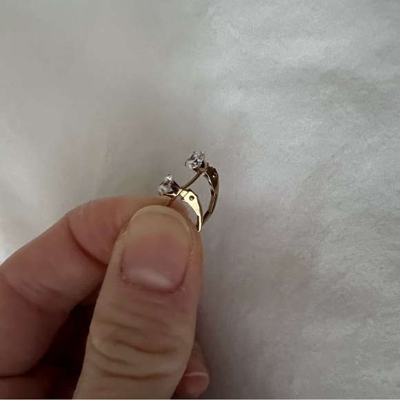 Macys Solitaire Cubic Zirconia Hoop earrings in 14k gold - Picture 6 of 8